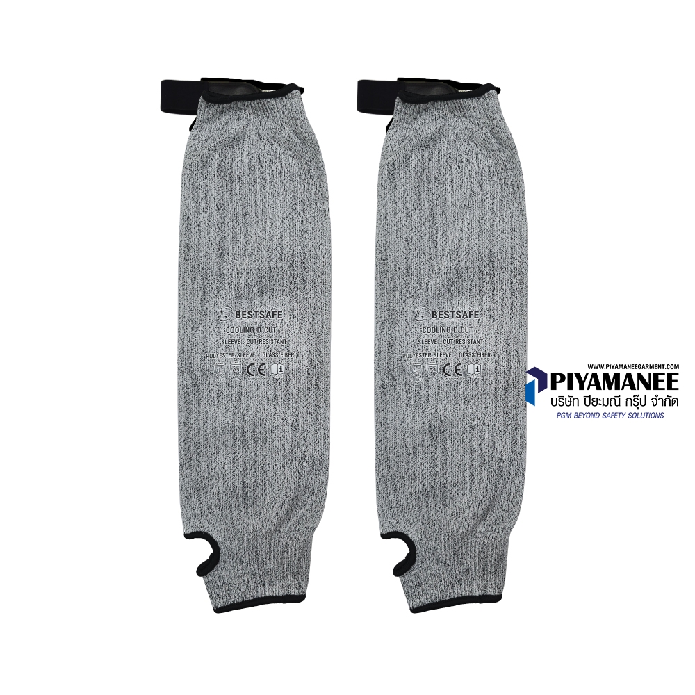 BESTSAFE - UHMWPE BFE # COOLING D-CUT 5 SL-03-18 นิ้ว ปลอกแขนกันบาดคล้องนิ้ว+เทปเวลโกร Size : L
